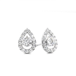 3 Prong Setting Round Diamond Halo Earring