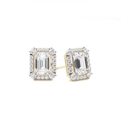 4 Prong Setting Princess Diamond Halo Earring
