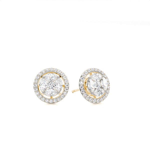 Preasure Setting Round Diamond Halo Earring