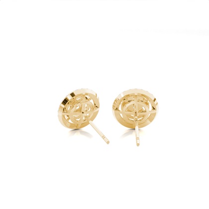Aretes De Halo De Diamantes Redondos Con Ajuste A Presión