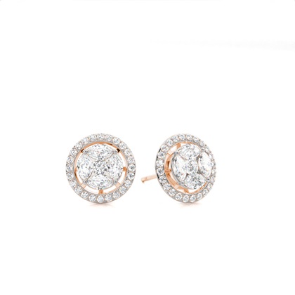 Preasure Setting Round Diamond Halo Earring
