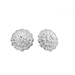 Claw Prong Setting Round Diamond Halo Earring