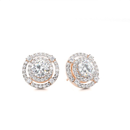 Claw Prong Setting Round Diamond Halo Earring