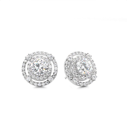 Claw Prong Setting Round Diamond Halo Earring
