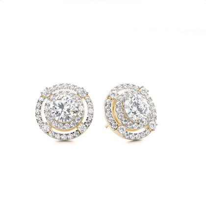 Claw Prong Setting Round Diamond Halo Earring