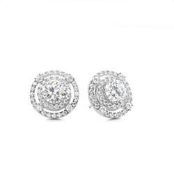 Claw Prong Setting Round Diamond Halo Earring