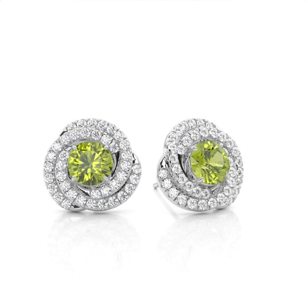 Claw Prong Setting Round Peridot Halo Earring