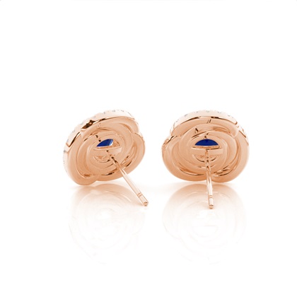 Claw Prong Setting Round Blue Sapphire Halo Earring