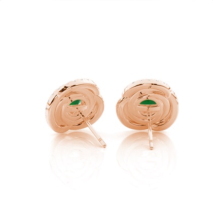 Runder Smaragd-Halo-Ohrring in Krappenfassung