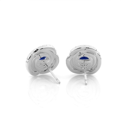 Claw Prong Setting Round Blue Sapphire Halo Earring