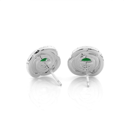 Runder Smaragd-Halo-Ohrring in Krappenfassung