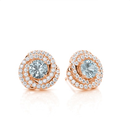 Claw Prong Setting Round Aquamarine Halo Earring