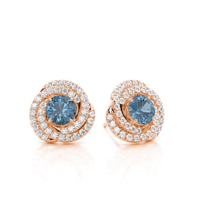 Claw Prong Setting Round Blue Topaz Halo Earring