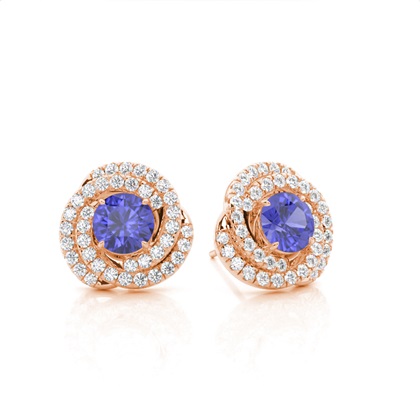 Claw Prong Setting Round Tanzanite Halo Earring
