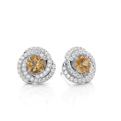 Claw Prong Setting Round Citrine Halo Earring