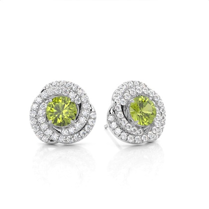 Claw Prong Setting Round Peridot Halo Earring