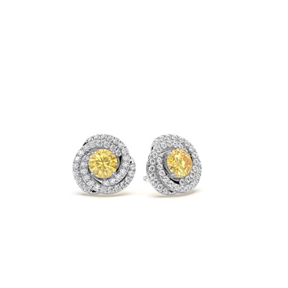 Yellow Diamond Halo Earrings