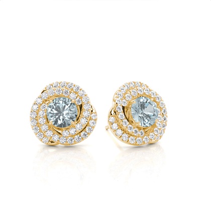 Claw Prong Setting Round Aquamarine Halo Earring