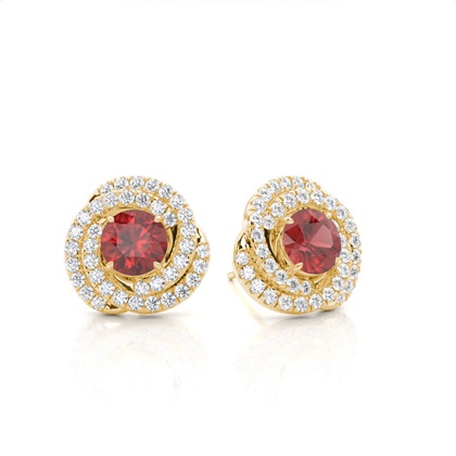 Claw Prong Setting Round Garnet Halo Earring
