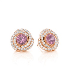 Claw Prong Setting Round Pink Tourmaline Halo Earring