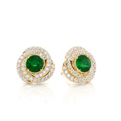 Claw Prong Setting Round Emerald Halo Earring