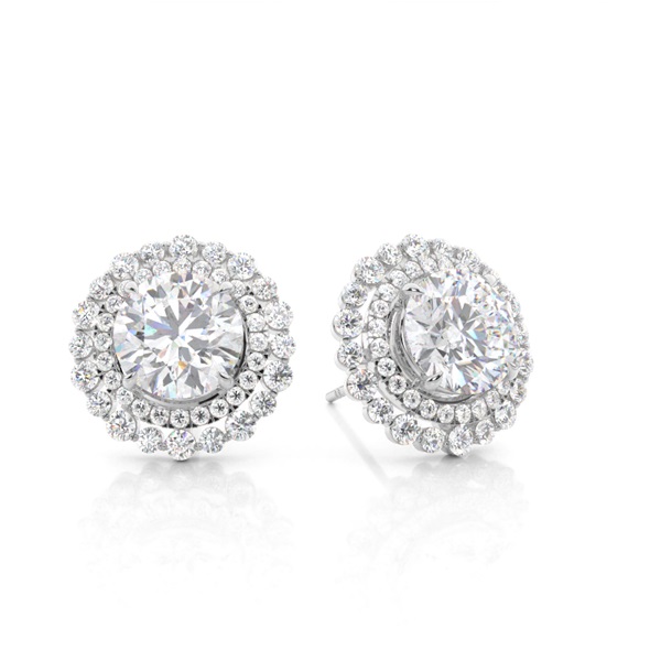 Claw Prong Setting Round Moissanite Halo Earring