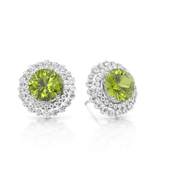 Claw Prong Setting Round Peridot Halo Earring