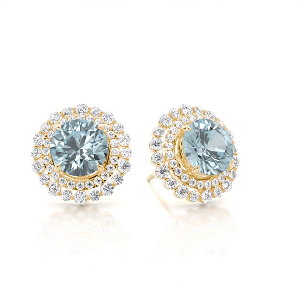 Claw Prong Setting Round Aquamarine Halo Earring