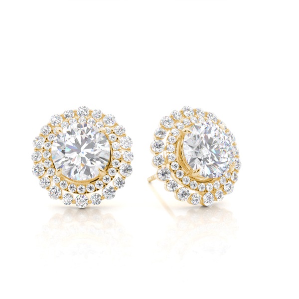 Claw Prong Setting Round Moissanite Halo Earring