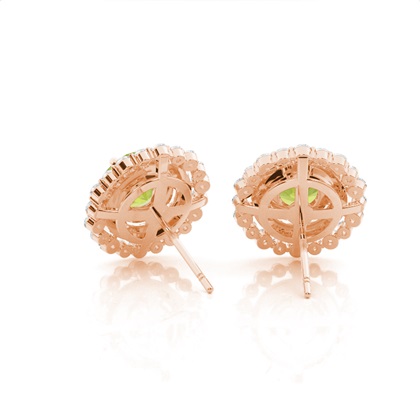 Runder Halo-Ohrring mit Peridot in Krappenfassung