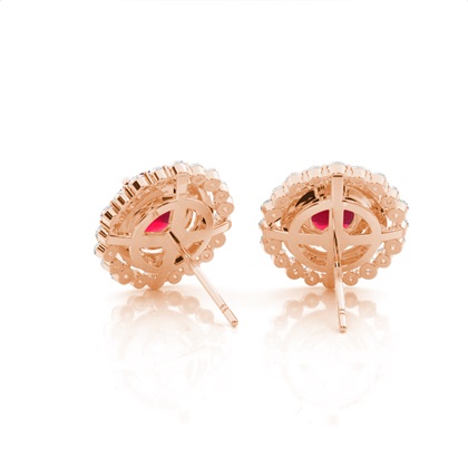 Claw Krappenfassung runder Halo-Rubin-Ohrring