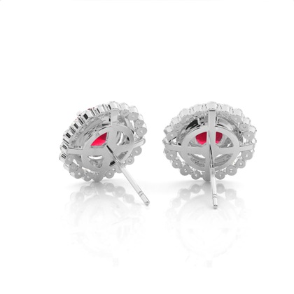 Claw Krappenfassung runder Halo-Rubin-Ohrring