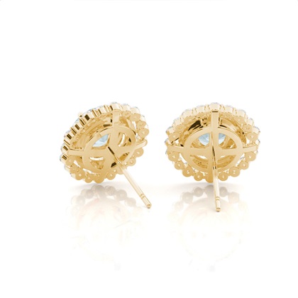 Runde Aquamarin-Halo-Ohrringe in Krappenfassung