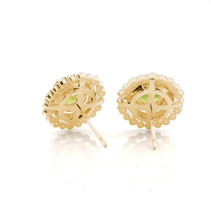 Runder Halo-Ohrring mit Peridot in Krappenfassung