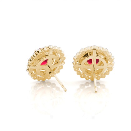 Claw Krappenfassung runder Halo-Rubin-Ohrring