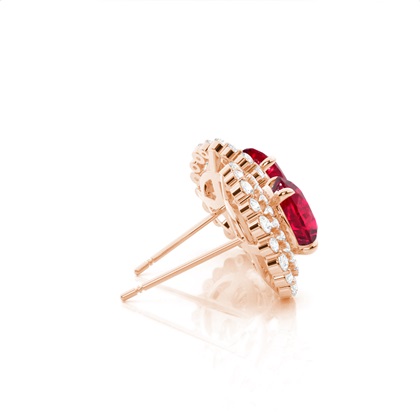 Claw Krappenfassung runder Halo-Rubin-Ohrring