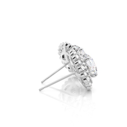 Claw Prong Setting Round Moissanite Halo Earring