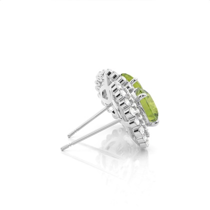 Runder Halo-Ohrring mit Peridot in Krappenfassung
