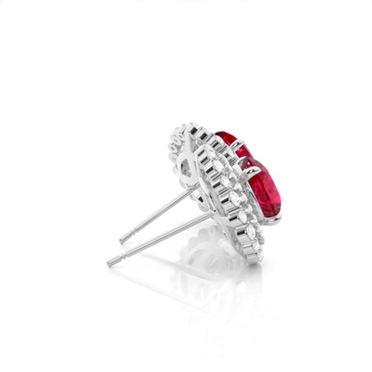 Claw Krappenfassung runder Halo-Rubin-Ohrring