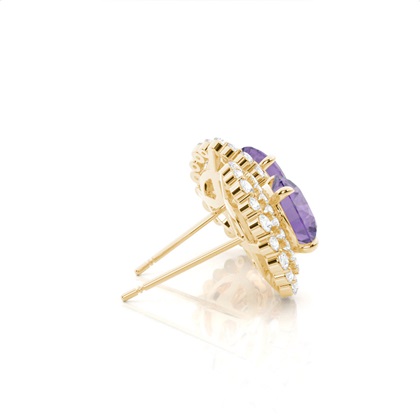 Runde Amethyst-Halo-Ohrringe in Krappenfassung