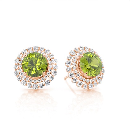 Claw Prong Setting Round Peridot Halo Earring