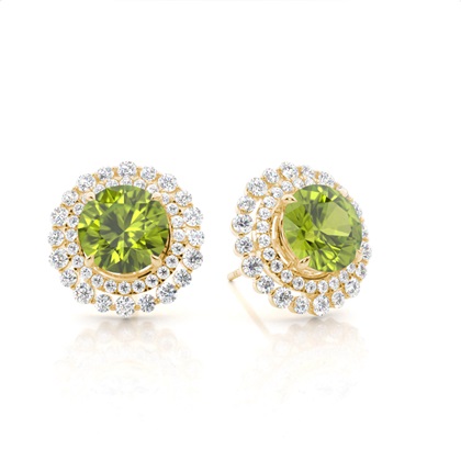 Claw Prong Setting Round Peridot Halo Earring