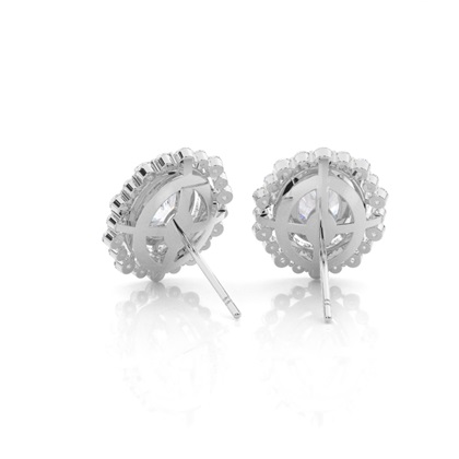 Runder Halo-Moissanit ohrring In Krappenfassung