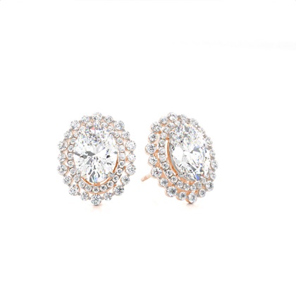 Claw Prong Setting Round Diamond Halo Earring
