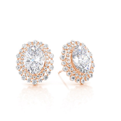 Claw Prong Setting Round Moissanite Halo Earring