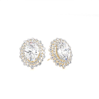 Claw Prong Setting Round Diamond Halo Earring