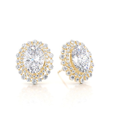 Claw Prong Setting Round Moissanite Halo Earring