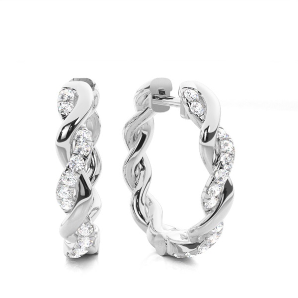Micro Prong Setting Diamond Hoop Earrings