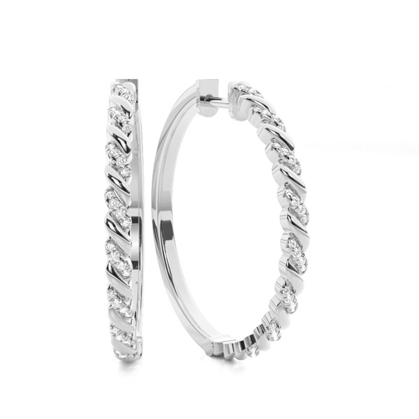 Micro Prong Setting Diamond Hoop Earrings