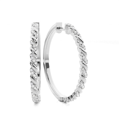 Micro Prong Setting Diamond Hoop Earrings
